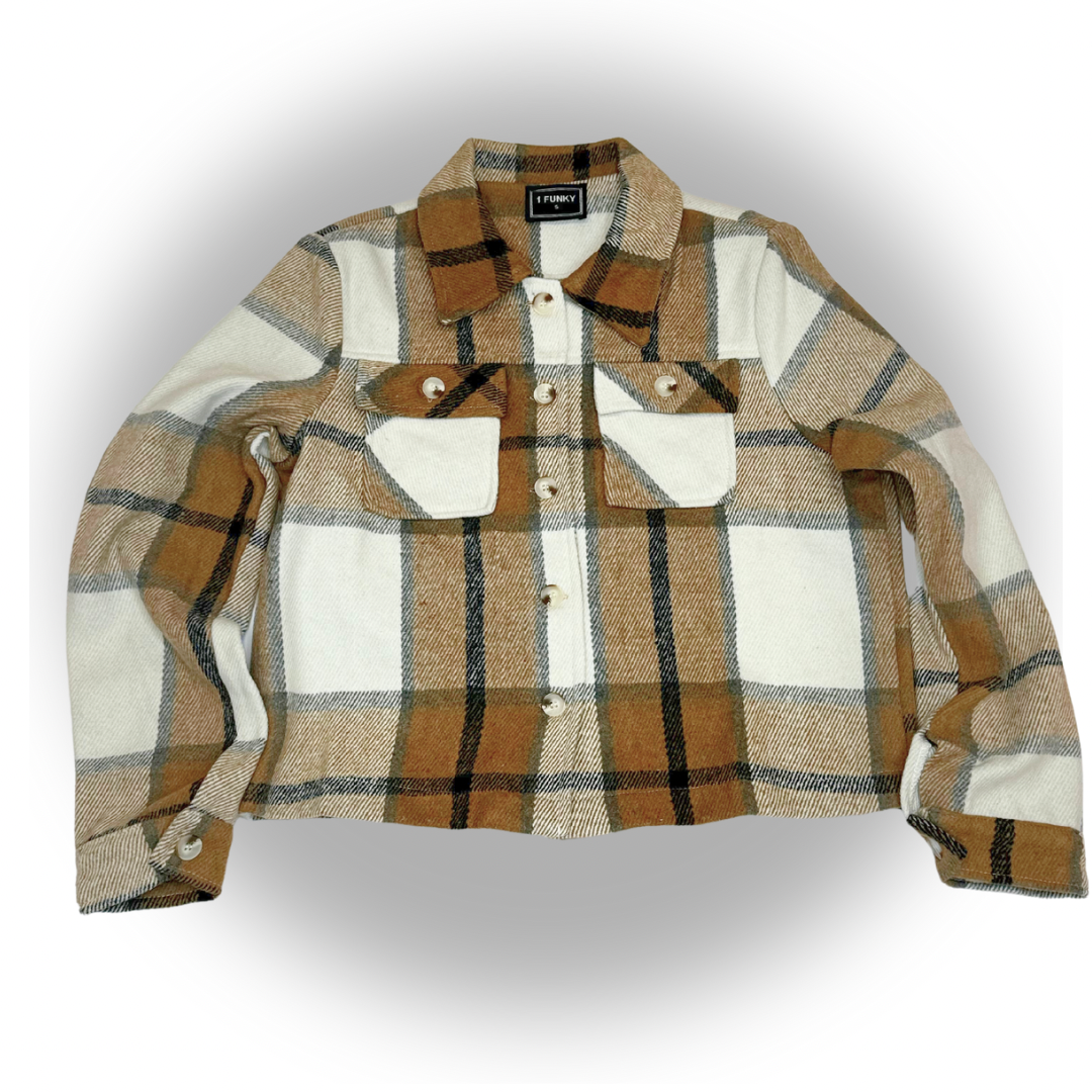 Mocha Plaid Flannel Long Sleeve Jacket